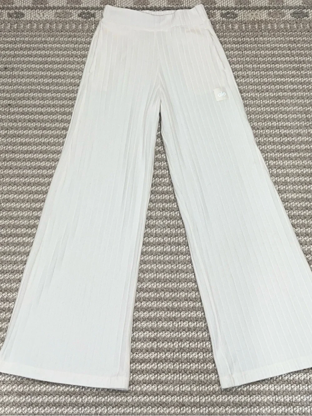 ALO Take Comfort Rib Wide Leg Pants in Cream